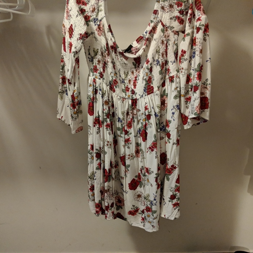 Torrid white off the shoulder floral dress